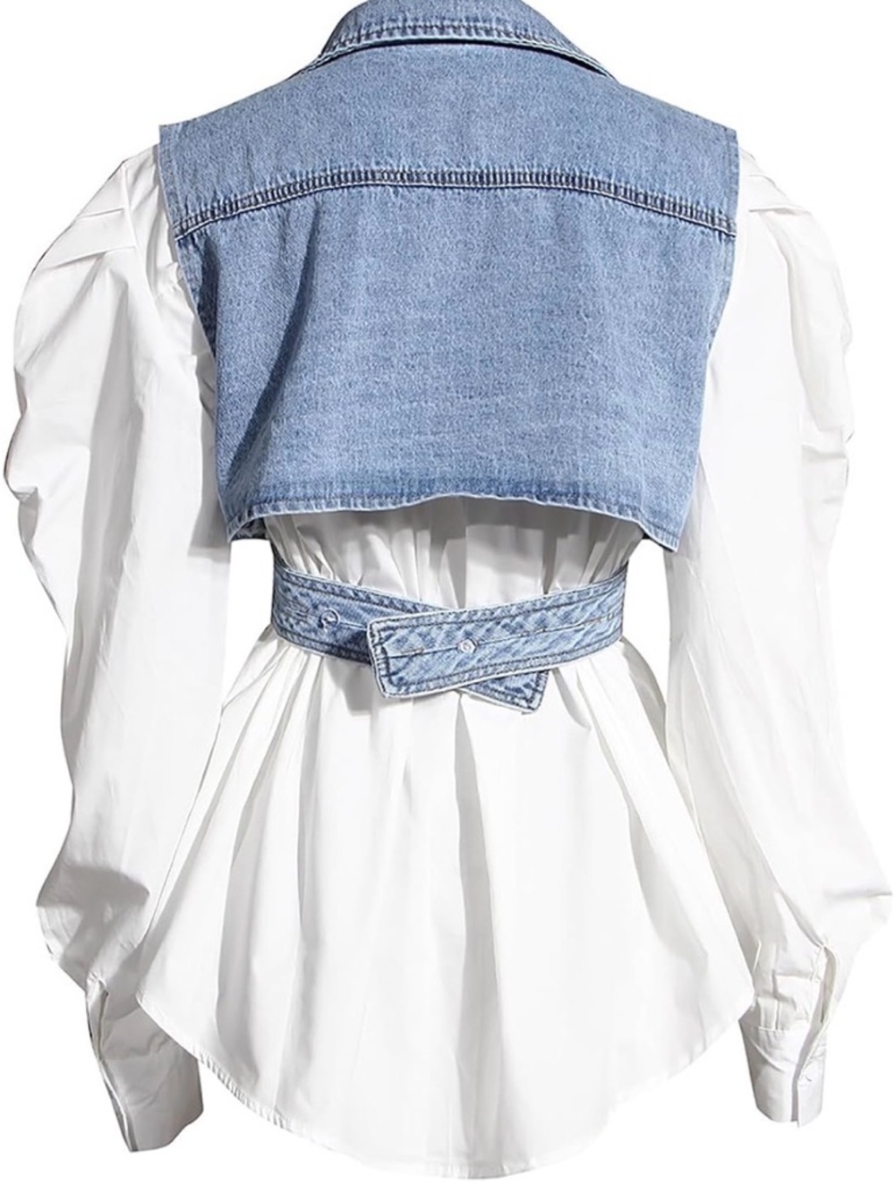 Denim Cropped Vest - Light Blue Women Jeans - Picture 2 of 2